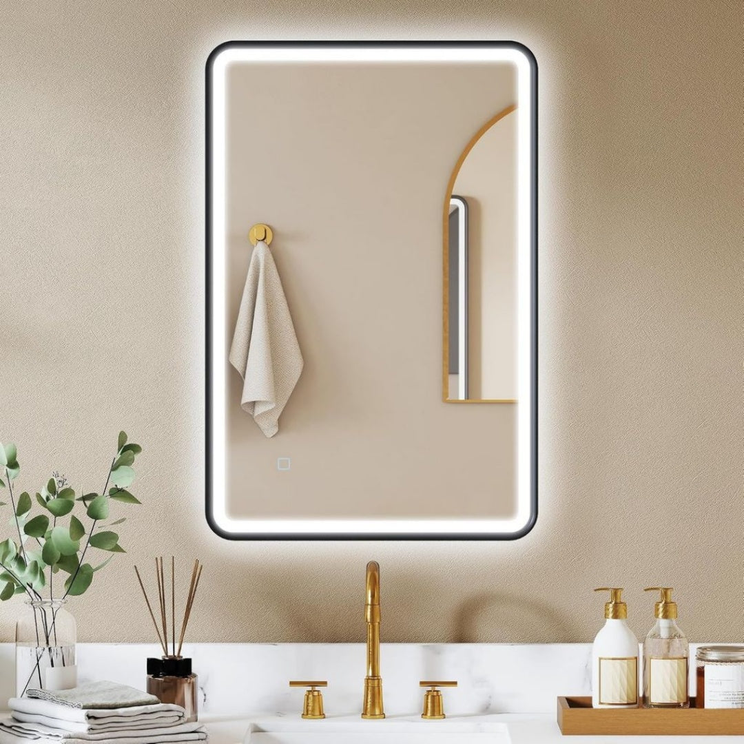 Aluminium Blanc, Miroir de Salle de Bain Retroeclaire Design Moderne