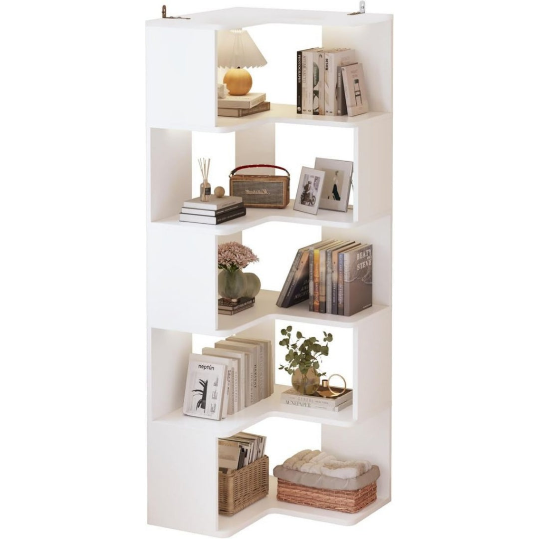 Gain de placeCette etagere d'angle s'integre parfaitement dans tout espace a 90° – Bibliotheque