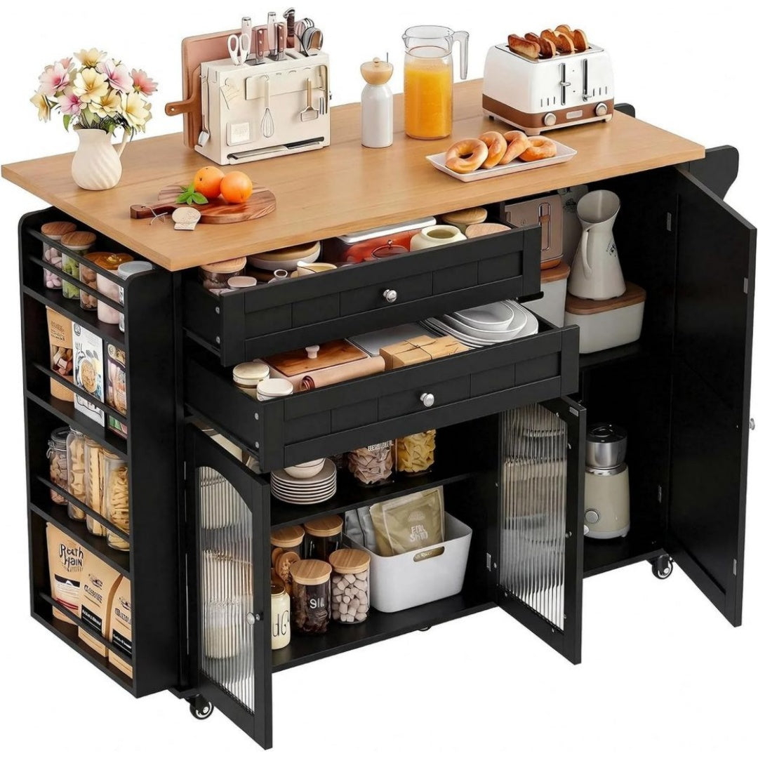 Table a Manger en Verre, Finition Marron Cafe