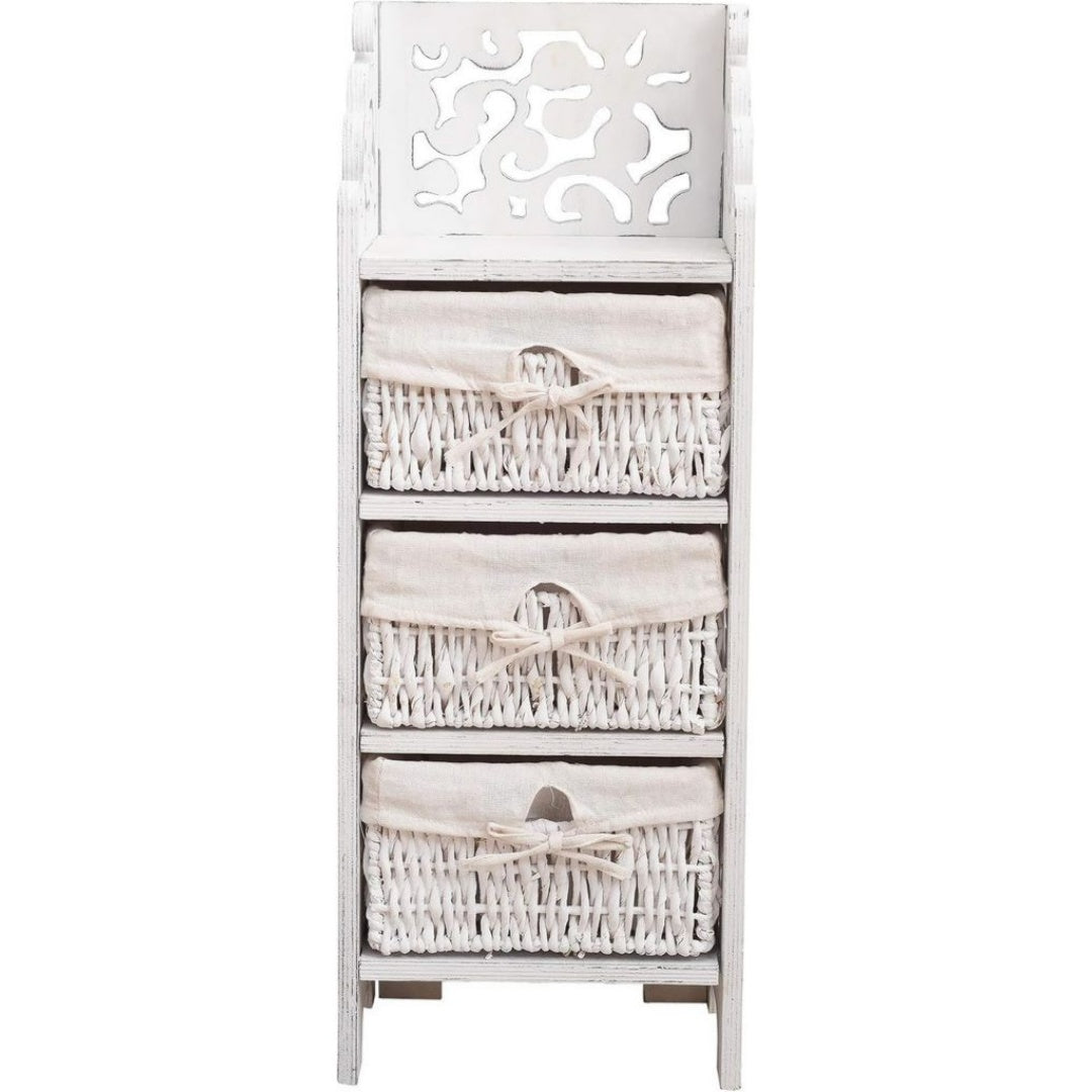 Commode Blanc en Bois de Pin