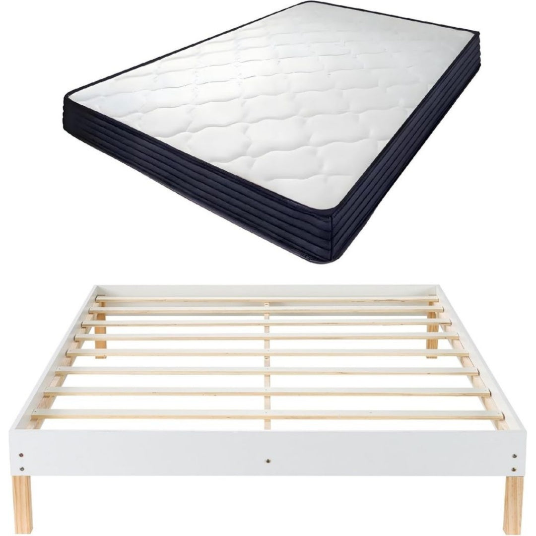 Matelas de 140x190 cm concu pour 2 personnes: Lit en Metal