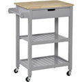 Chariot Roulant – MDF, Gris, 67 x 37 x 87 cm