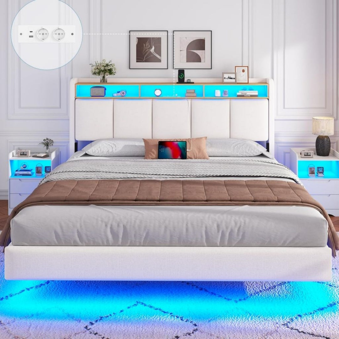 Lit Coffre avec Rangement en Metal, Format 180 x 200 cm