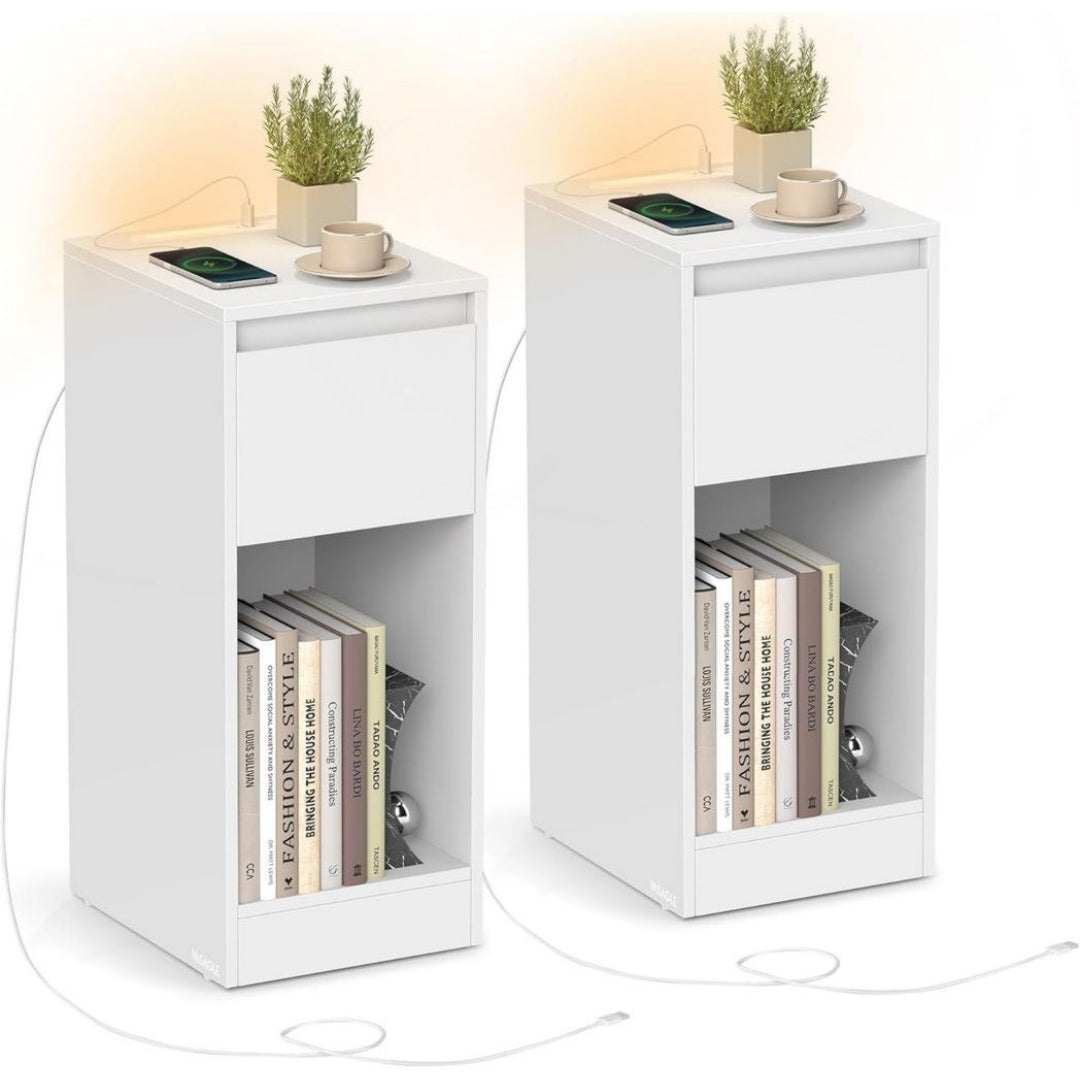 Table d'Appoint Blanc en Panneau d'Agglomere