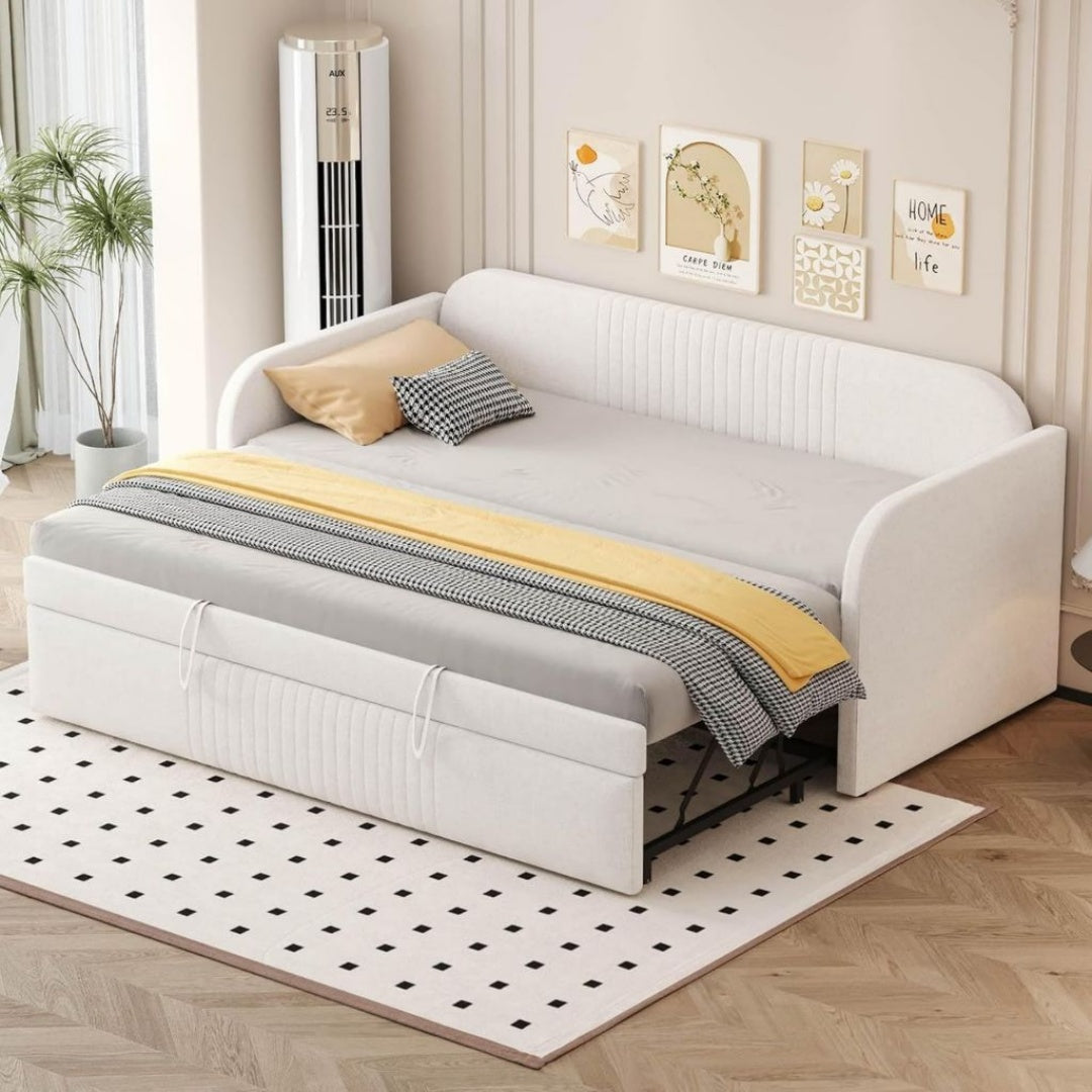 Canape Lit Convertible Gris en Lin